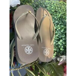 Tory Burch Wedge Sandals Women’s 9.5 Tan Light Brown Casual Slippers